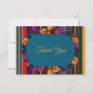 Carte De Remerciements Mariage moderne de fleurs mexicaines