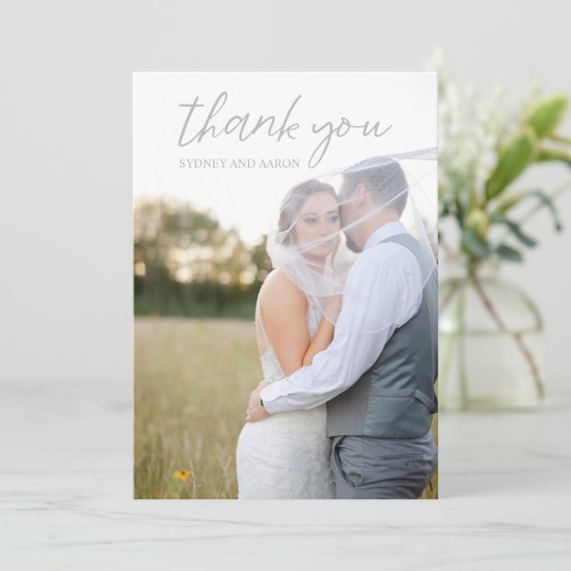 Carte De Remerciements Mariage Moderne de Sydney Gray (Debout devant)