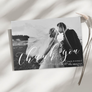 Carte De Remerciements Mariage Moderne en Photo Noir et Blanc