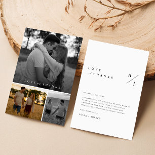 Carte De Remerciements Mariage Moderne et Élégant Collage de Photos