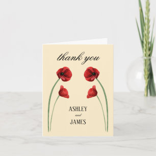 Carte De Remerciements Mariage Moderne Fleurs Arc-en-ciel Coquelicot