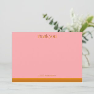 Carte De Remerciements Mariage moderne géométrique rose orange personnali