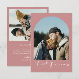 Carte De Remerciements Mariage Moderne Minimaliste Arche 2 Photo Rose Pou