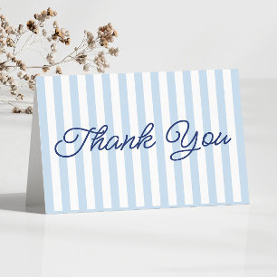 Carte De Remerciements Mariage Moderne Minimaliste Rayures Bleues