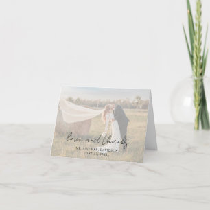 Carte De Remerciements Mariage Moderne Photo Écriture Rustique