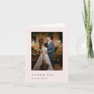 Carte De Remerciements Mariage Moderne Photo Rose Élégant