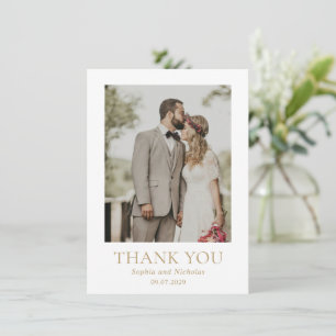 Carte De Remerciements Mariage moderne Sophia Gold