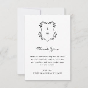Carte de remerciements Mariage Monogramme