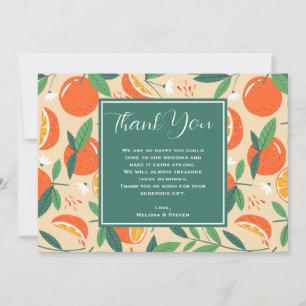 Carte De Remerciements Mariage Motif rétro de fruits d'agrumes orange