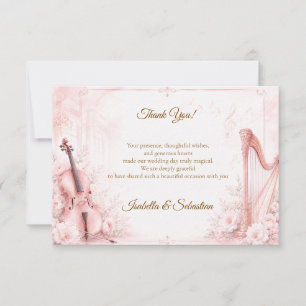 Carte De Remerciements Mariage Musical Élégant aux Teintes Roses