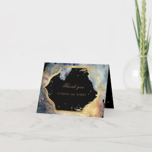 Carte De Remerciements Mariage mystique de lune d'or céleste