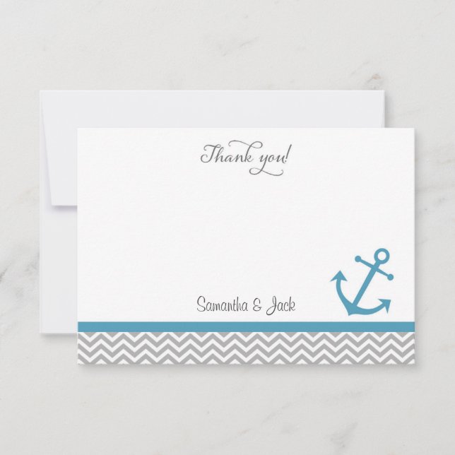 Carte de remerciements Mariage nautique (Devant)