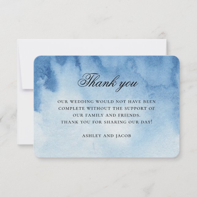 Carte De Remerciements Mariage nautique bleu. Plage marine moderne (Devant)