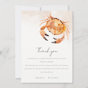 Carte De Remerciements Mariage Nautique Sable Orange Rouille Crab Coastal