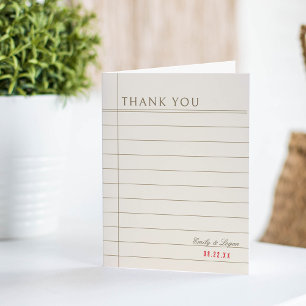 Carte De Remerciements Mariage neutre de vérification de livre de bibliot