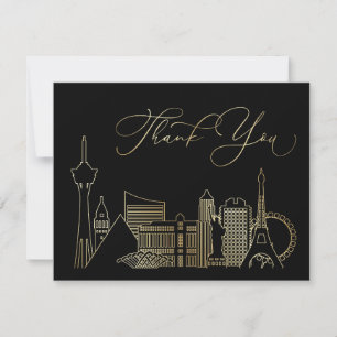 Carte De Remerciements Mariage noir et or Las Vegas