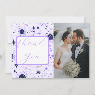 Carte De Remerciements Mariage noir et violet céleste Sun Moon Stars