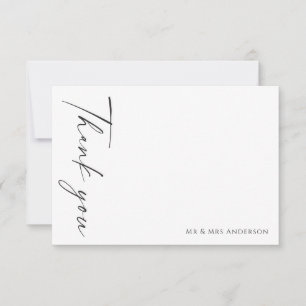 Carte De Remerciements Mariage noir moderne minimaliste