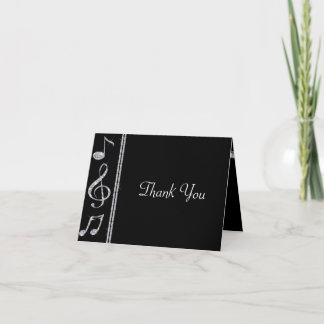 Carte De Remerciements Mariage Noir Pailleté Diamant Amoureux de Musique
