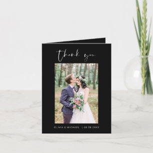 Carte De Remerciements Mariage noir photo minimaliste