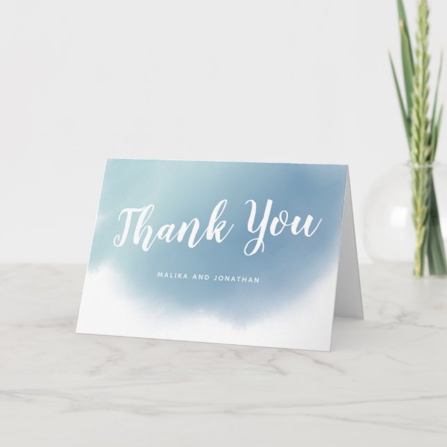 Carte De Remerciements Mariage Ombre bleu Dusty (Devant)