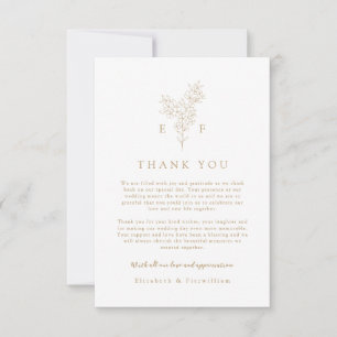 Carte De Remerciements Mariage or simple élégant en fleur de cerise
