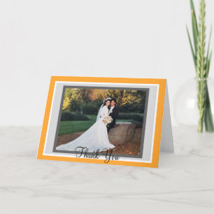 Carte De Remerciements Mariage Orange White Photo
