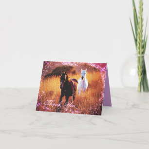 Carte De Remerciements mariage orienté de cheval de coucher du soleil de