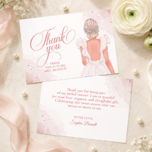 Carte De Remerciements Mariage pailleté or rose