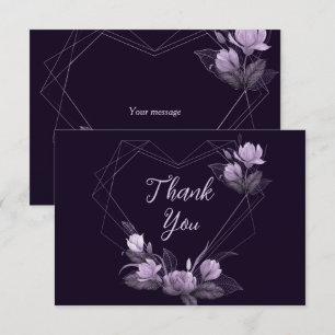 Carte De Remerciements Mariage Party Violet Floral Violet cadre géométriq