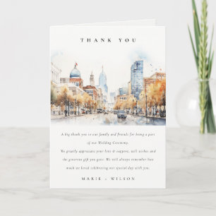Carte De Remerciements Mariage Paysage Aquarelle à Indianapolis, Indiana