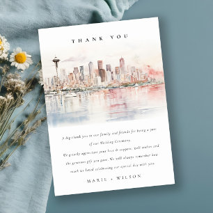 Carte De Remerciements Mariage Paysage Aquarelle à Seattle, Washington