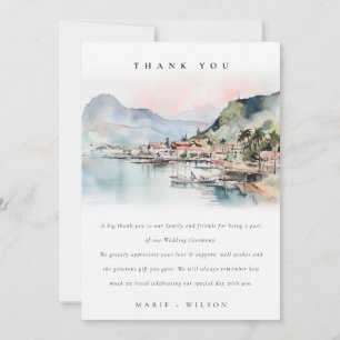 Carte De Remerciements Mariage Paysage Aquarelle Kauai Hawaï
