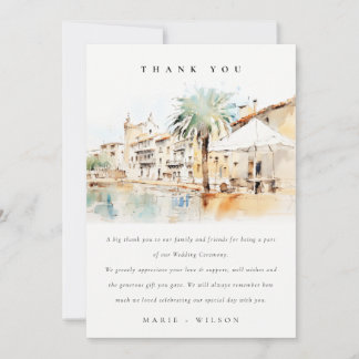 Carte De Remerciements Mariage Paysage Aquarelle Majorque Espagne