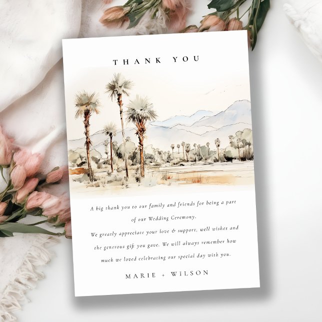 Carte De Remerciements Mariage Paysager Chic à Palm Springs Californie (Créateur téléchargé)