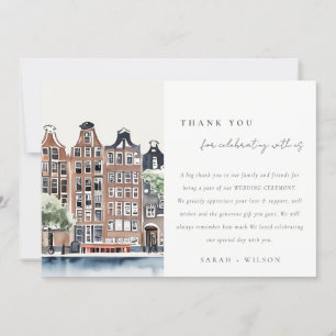 Carte De Remerciements Mariage paysager du canal néerlandais d'Amsterdam