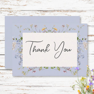 Carte De Remerciements Mariage périphérique Boho Fleurs sauvages Delicate