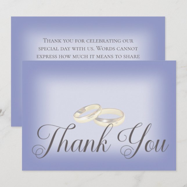 Carte De Remerciements Mariage Périwinkle Mariage d'or (Devant / Derrière)