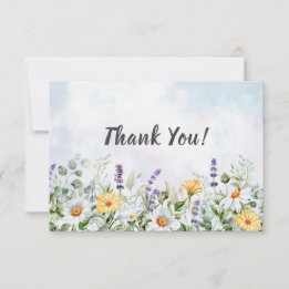Carte De Remerciements Mariage personnalisé aquarelle fleur sauvage Bohèm