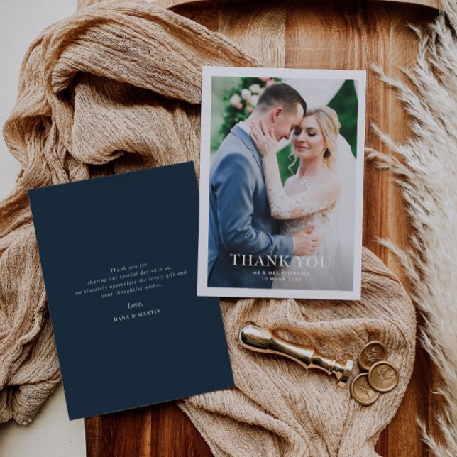 Carte De Remerciements mariage personnalisé aux frontières blanches moder (Créateur téléchargé)