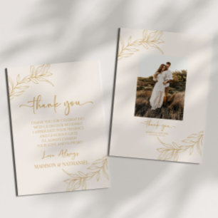 Carte De Remerciements Mariage personnalisé avec feuille de branche minim