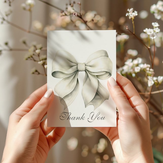 Carte De Remerciements Mariage personnalisé avec nœud blanc (Créateur téléchargé)