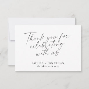 Carte De Remerciements Mariage personnalisé élégant noir blanc tendance é
