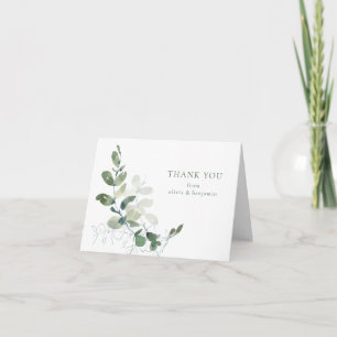 Carte De Remerciements Mariage personnalisé Eucalyptus botanique plié