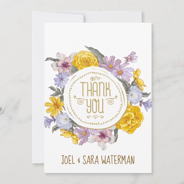 Carte De Remerciements Mariage personnalisé Floral Wreath (Devant)