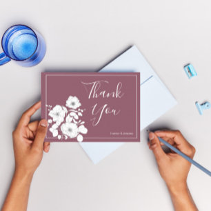 Carte De Remerciements Mariage personnalisé joli violet et blanc Floral
