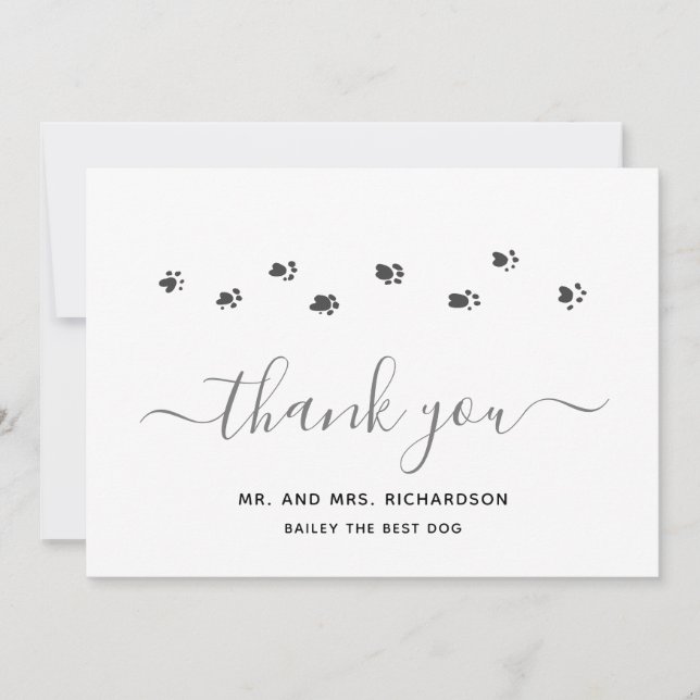 Carte De Remerciements Mariage personnalisé moderne Silver (Devant)