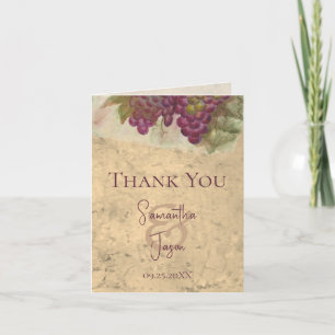 Carte De Remerciements Mariage personnalisé pour couples au vignoble élég