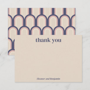 Carte De Remerciements Mariage personnalisé rétro moderne géométrique bei