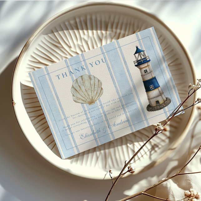 Carte De Remerciements Mariage phare nautique aquarelle (Créateur téléchargé)